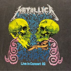 Metallica ‘92 Concert T-shirt (repro) Skulls Snakes Shattered Gray Mens S/M